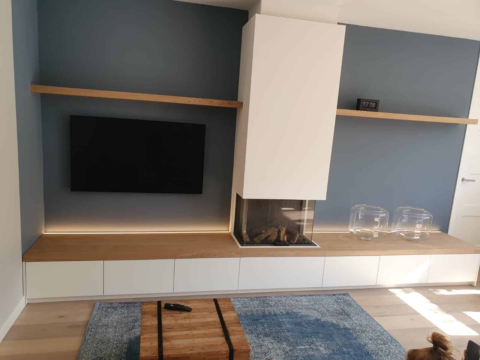 tv kast met haard en opbergruimte voor accessoires